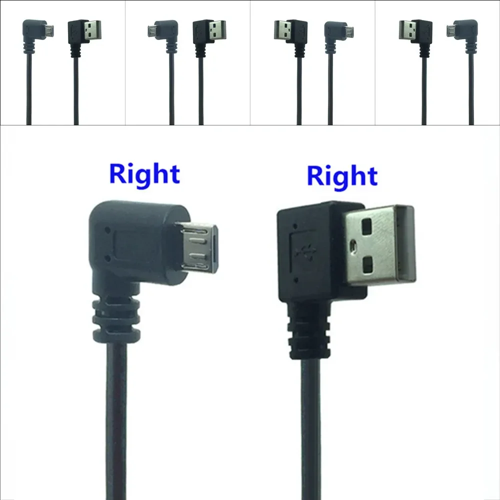 Cable Micro USB para teléfono samsung, Cable USB de 90 grados de ángulo recto, sincronización de datos y carga, tipo A Micro USB, extensor izquierdo de plomo de 0,2 m
