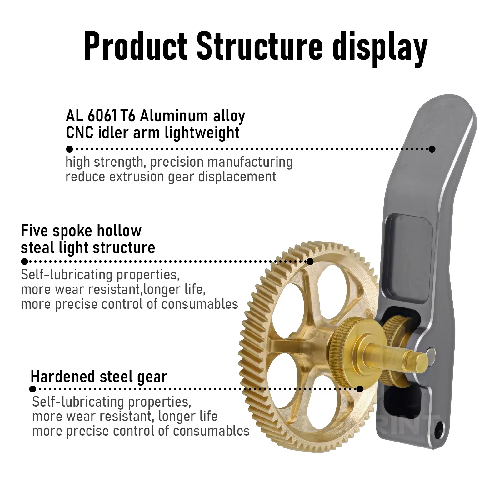 Engranaje extrusor de Metal mejorado para Bambu Lab A1 A1 Mini RNC, engranaje helicoidal de acero endurecido nanorecubierto resistente al desgaste - imagen 3