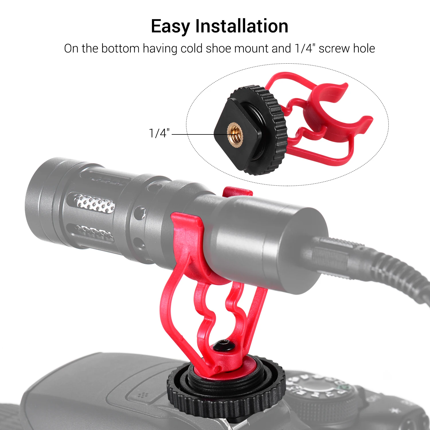 Adaptador de montaje de zapata fría para micrófono, montaje Universal MicShock de 2 piezas, plástico ABS, repuesto para micrófonos de escopeta - imagen 3