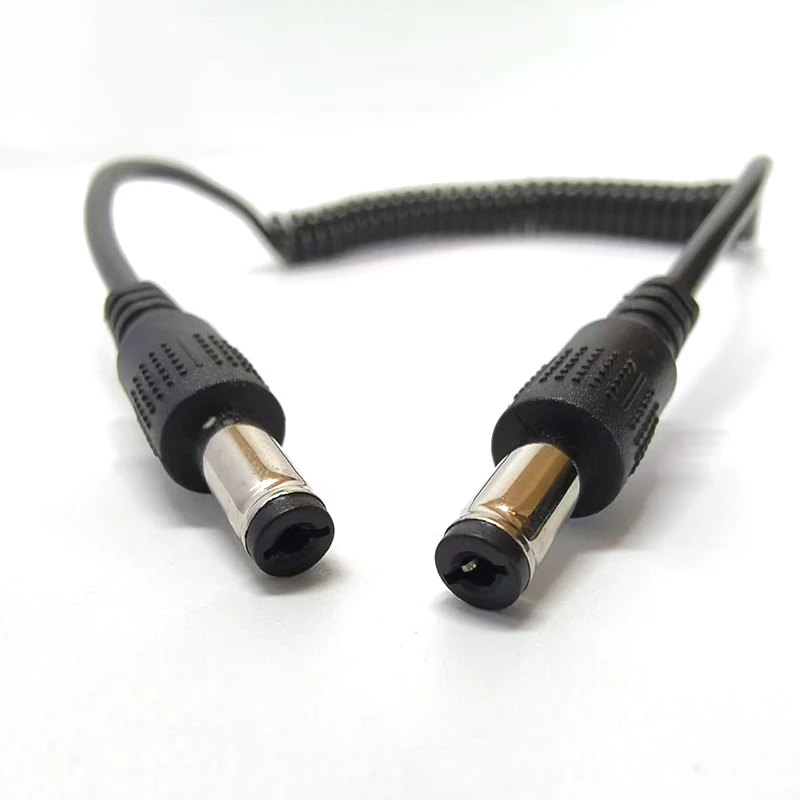1/5/10 Uds DC 5,5*2,1mm macho a 5,5*2,1mm macho Cable en espiral de alimentación, Cable de resorte de extensión DC 5,5x2,1mm para tira de LED, CCTV - imagen 2