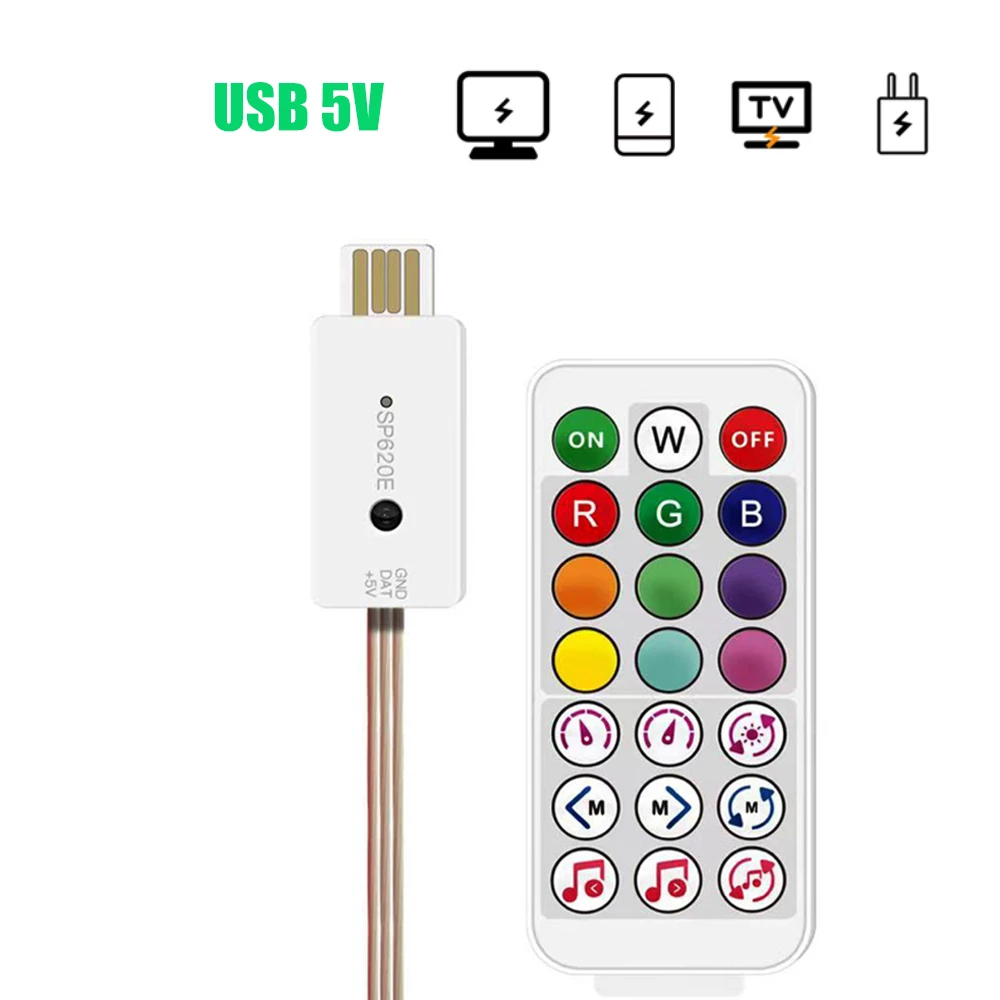 Controlador USB WS2812 WS2811 para tira de LED Dream Color, RGB-IC, DC5V, 600 píxeles, aplicación de sincronización de música, Compatible con Bluetooth, JST - imagen 2