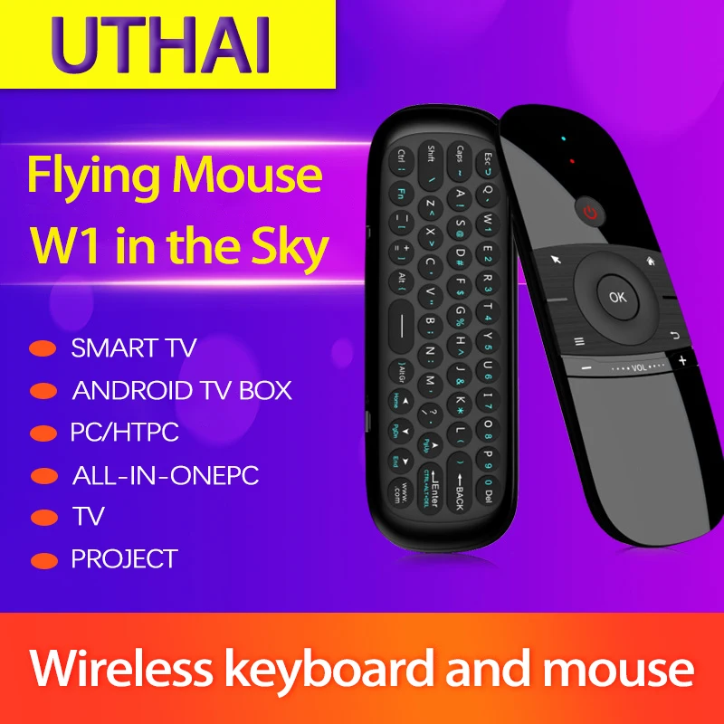 UTHAI W1 hogar inteligente conectado casa infrarrojos inalámbrico detección de movimiento ratón volador mini teclado ratón control remoto
