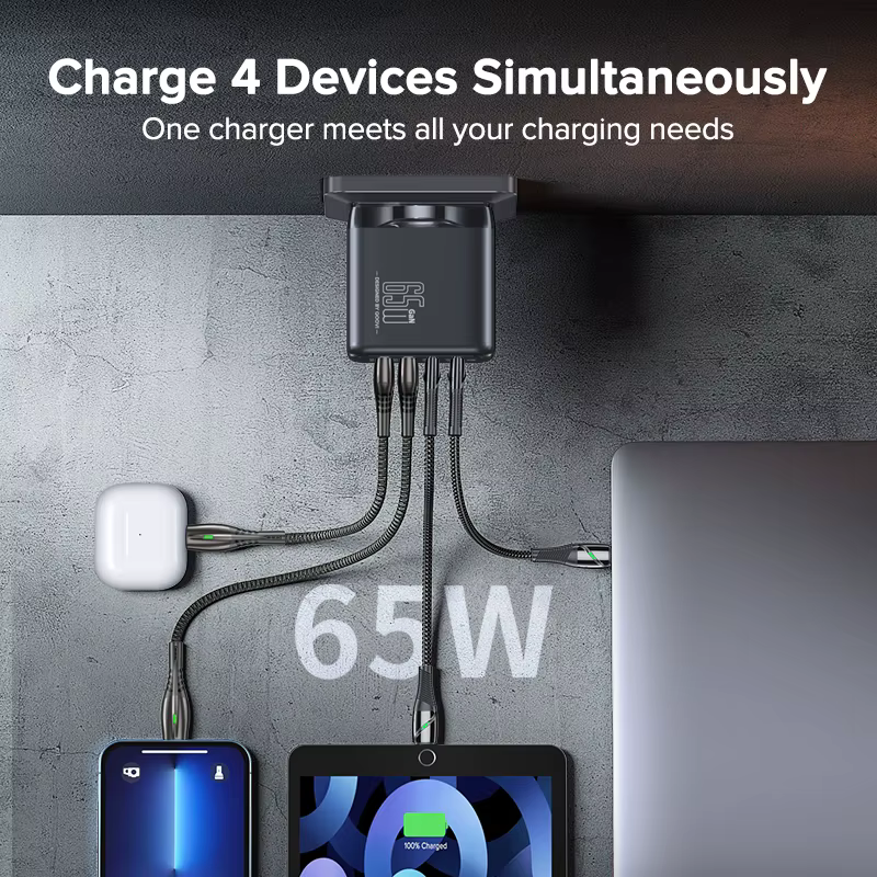QOOVI GaN 65W USB-C PD Carga Rápida para MacBook y iPhone 14 - imagen 3