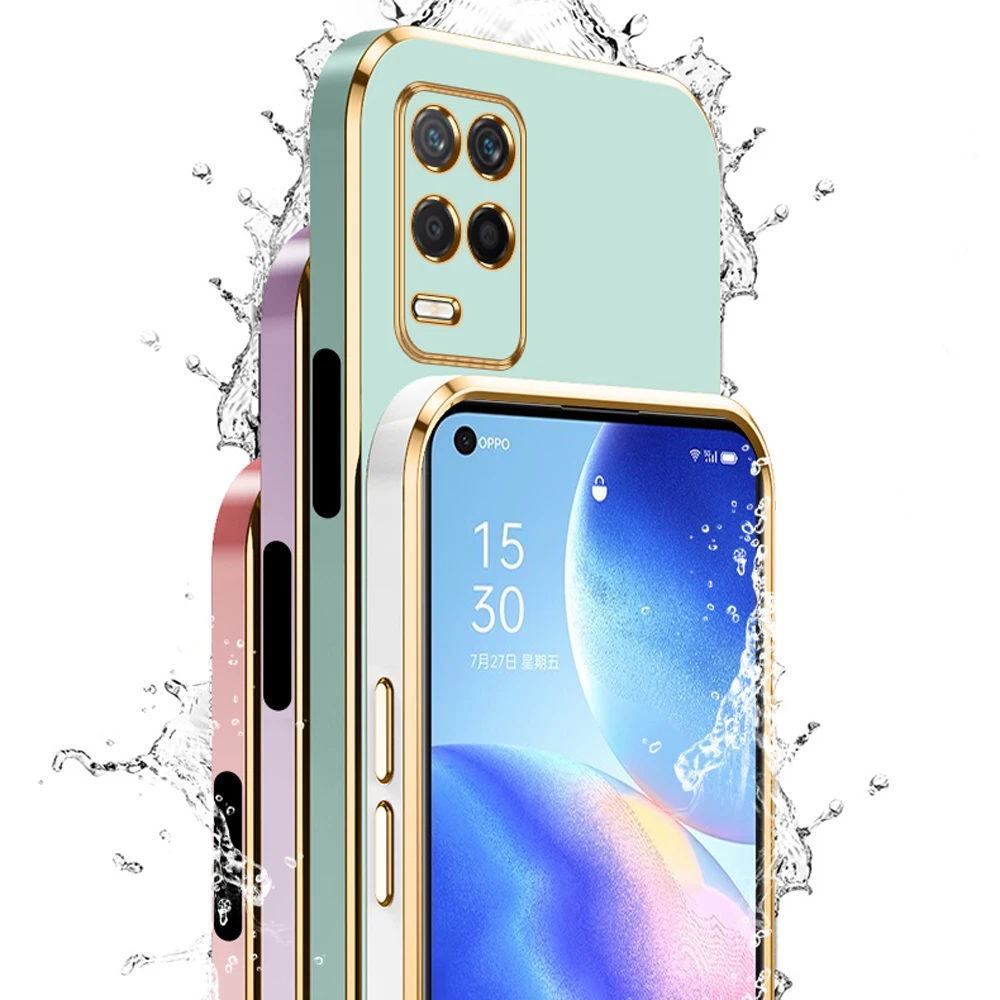 Funda cuadrada de lujo para oppo A54, carcasa trasera de silicona a prueba de golpes, 4G, Realme 8, 5G, CPH2239, RMX3241 - imagen 4