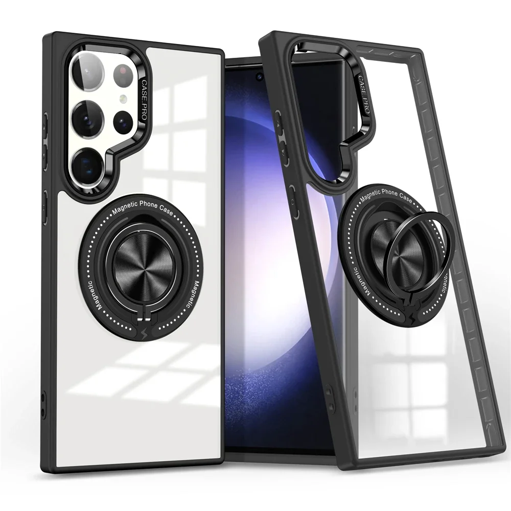 Soporte magnético de anillo de acrílico colorido para funda Magsafe para Samsung Galaxy S24 S23 Ultra Plus S23 FE, cubierta de carga inalámbrica