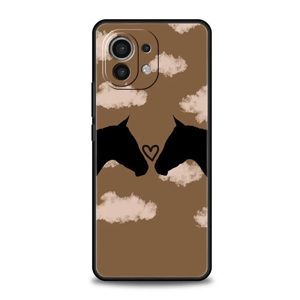 Funda de teléfono para Xiaomi Mi 14, 13, 12, 11 Lite, 13T, 12T, 11x, 11T, 10T, Pro, 9T, Note 10 Lite, de silicona suave funda negra, Animal Art Horse - imagen 2