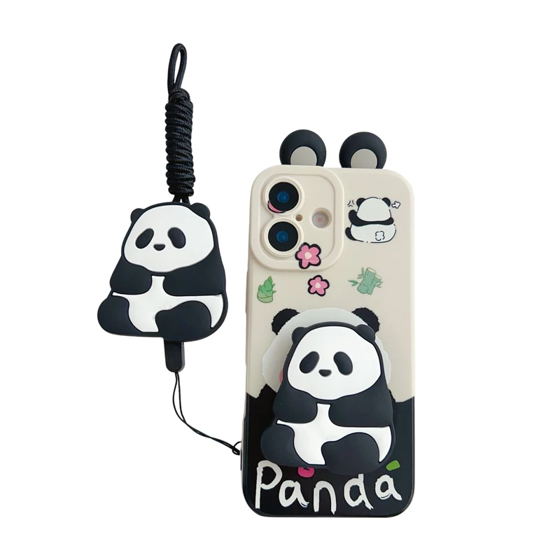 Para Huawei Nova 11SE Y72 Honor X6A X7A X7B X8A X5 X9B X8B 90 100 200 400 lite funda con oreja Panda con cuerda de soporte - imagen 2