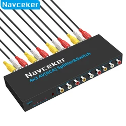 Navceker Conmutador RCA AV Audio Vídeo Compuesto Selector