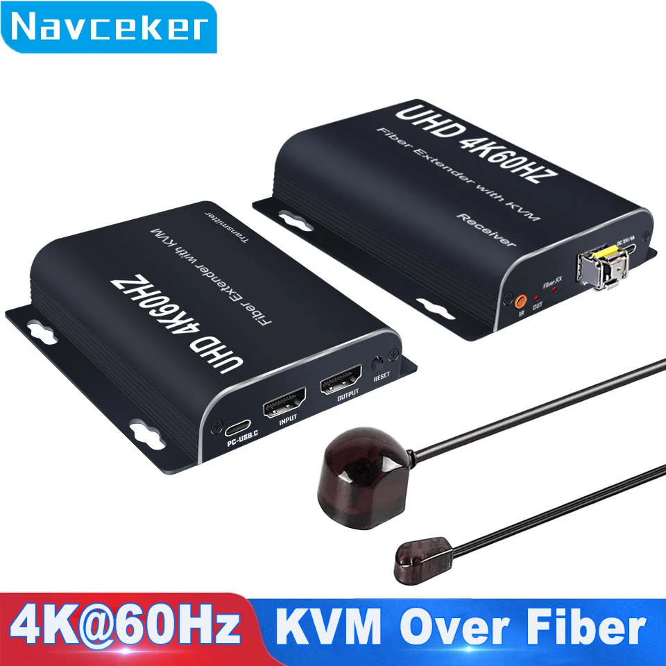 Extensor KVM de fibra HDMI de 20KM, 1080P, 120Hz, 4K, 60Hz, convertidor HDMI sobre fibra óptica, transmisor de vídeo HDMI a fibra óptica para PC y TV