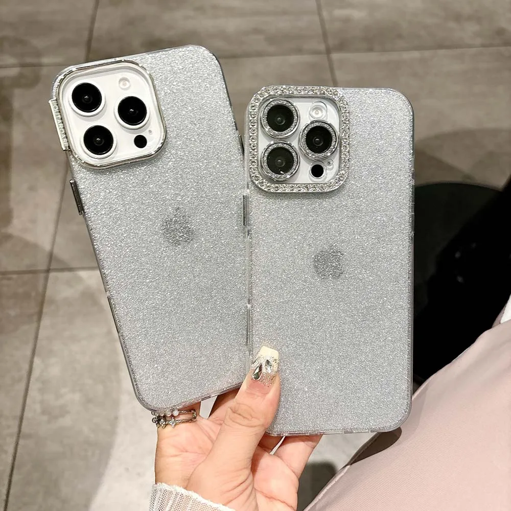 Funda de teléfono de silicona con purpurina para iPhone 16, 15, 14, Plus, 13, 12, 11 Pro Max, carcasa protectora a prueba de golpes, funda trasera IMD suave de TPU - imagen 2
