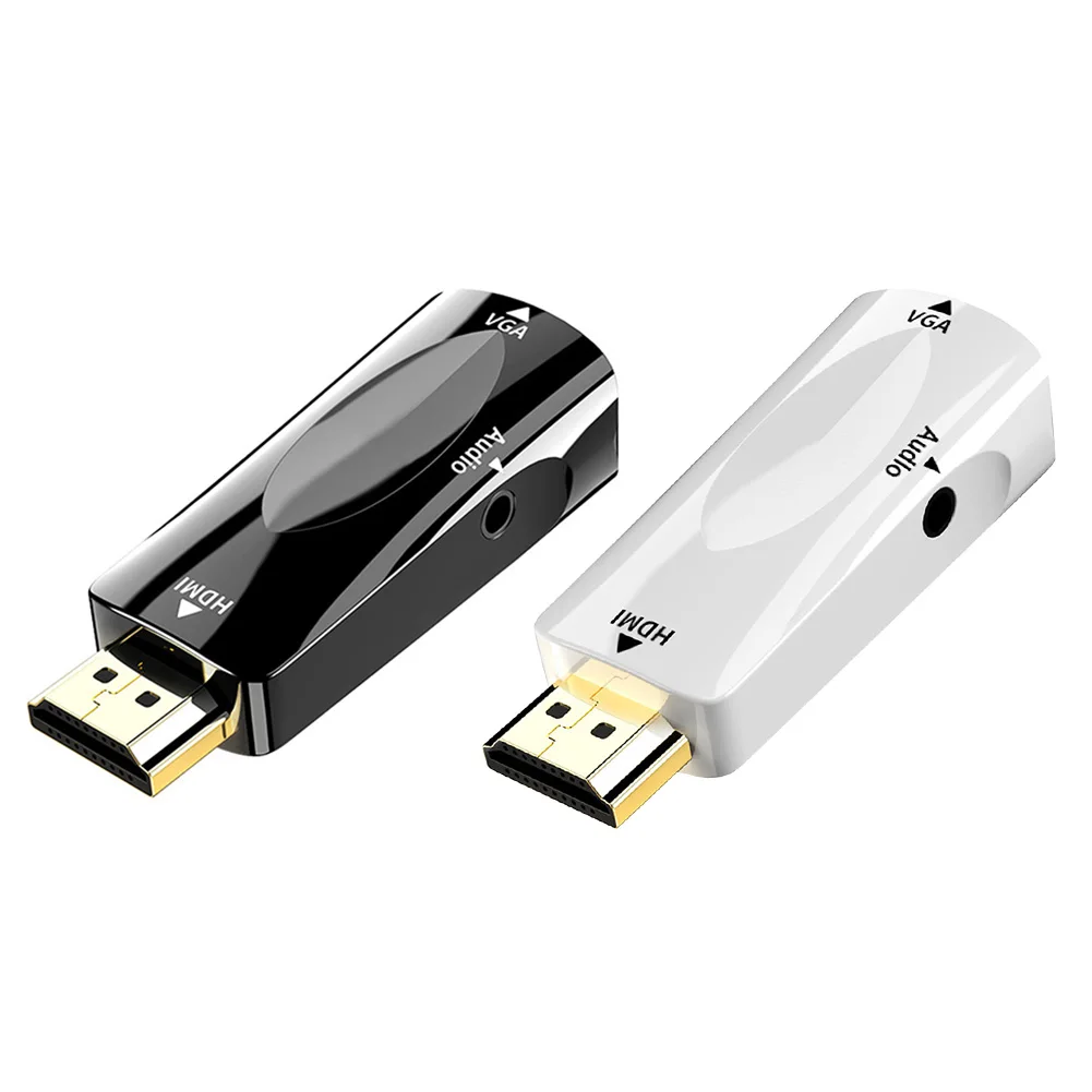 Cable convertidor HDMI compatible con VGA, adaptador analógico Digital HD 1080P con conector de Audio de 3,5mm para auriculares para TV, PC y portátil