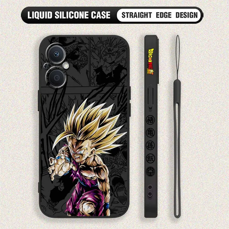 D-Dragon Ball Trunks Saiyan para OPPO Reno 8 7 A96 A78 A74 A72 A58 A53 A40 Lite 5G cubierta de la caja del teléfono de cuerda izquierda líquida - imagen 3