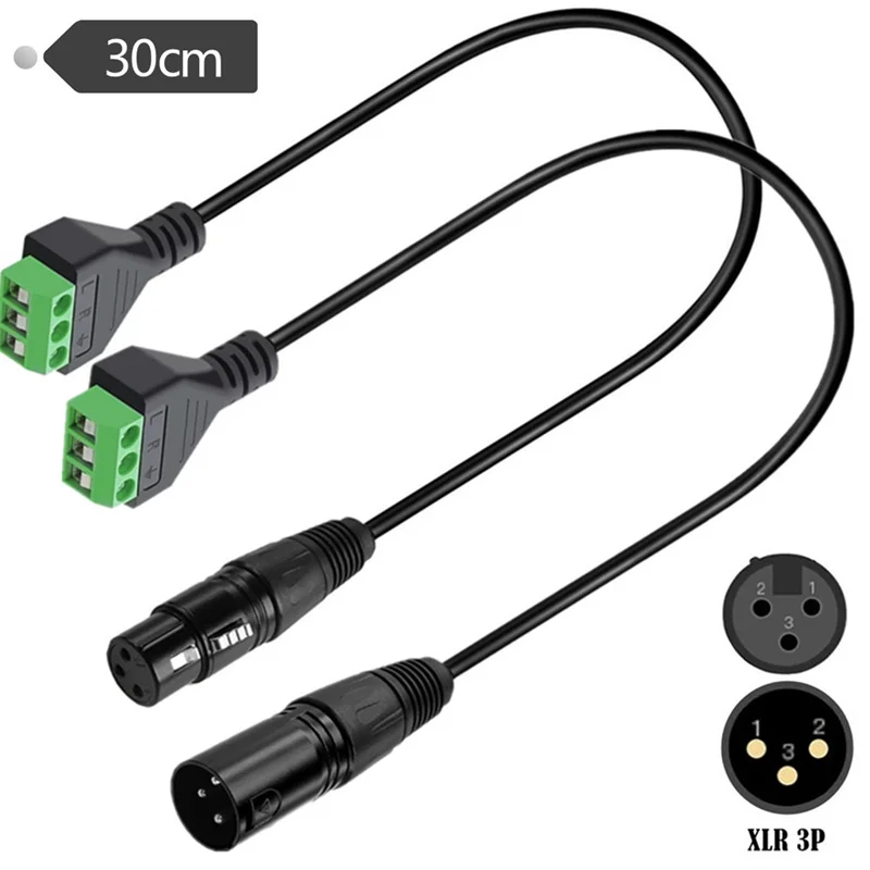 Cable de bloque de terminales de tornillo XLR, tornillo de perno hembra XLR macho/hembra a 3 pines con terminales de escudo, Cable convertidor enchufable