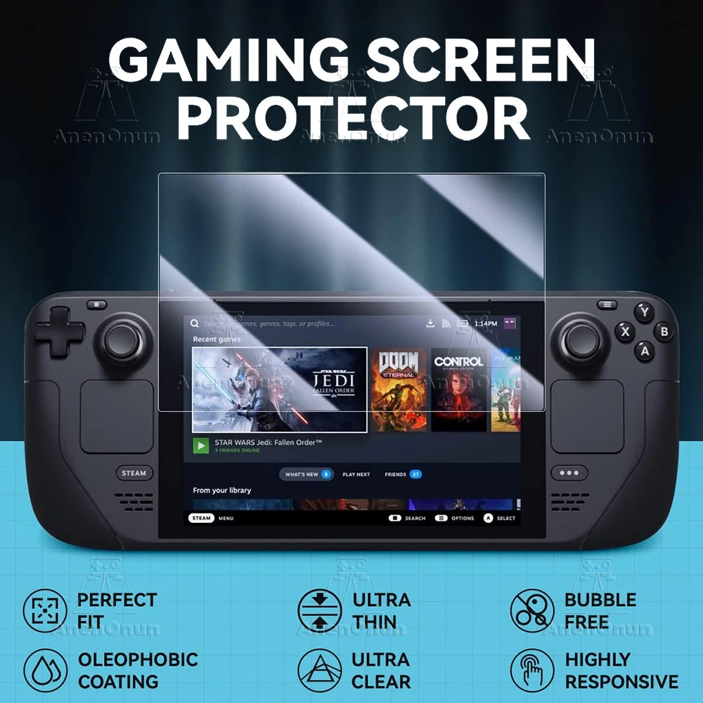 Steam Deck/Steam Deck Oled Protector de pantalla de vidrio templado Dureza 9H Inastillable Antiarañazos 2.5D Arc Edge HD Sin burbujas - imagen 2