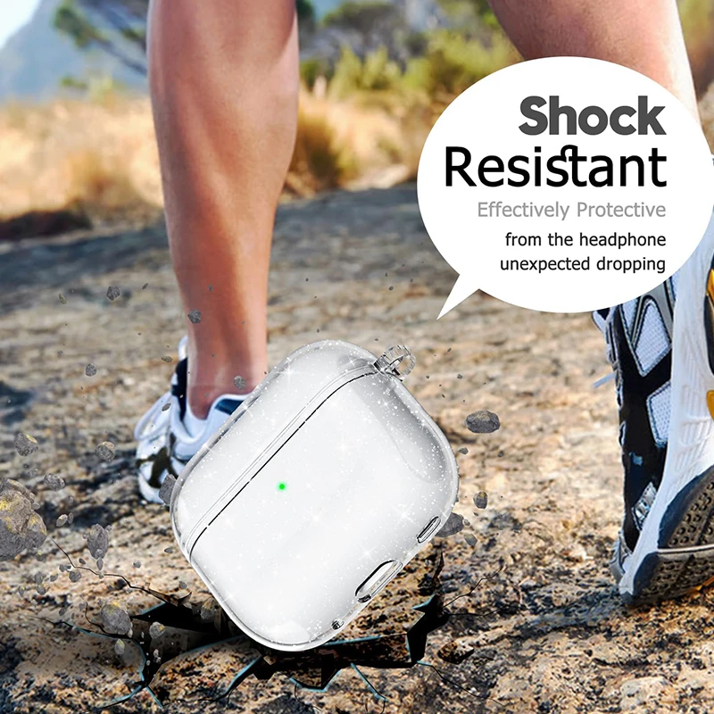 Funda de auriculares de TPU suave con purpurina ostentosa para Airpods 4 2024 Pro 2 de segunda generación Air Pods 3 1 de tercera generación con accesorio de llavero - imagen 2