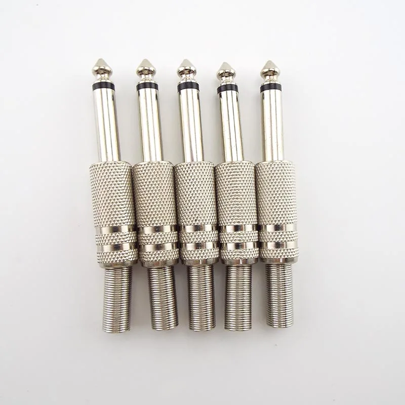 5 uds 6,35mm conector amplificador Mono adaptador macho de 1/4 pulgadas conector de Cable de Audio Monaural conector de micrófono enchufable - imagen 3