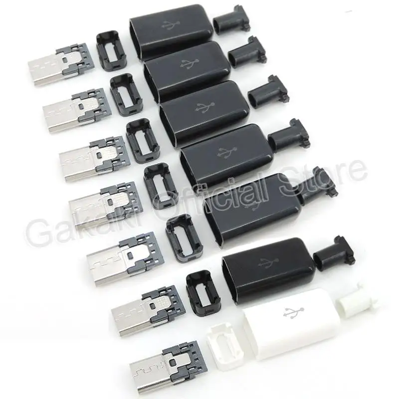 5 uds Micro USB 5PIN tipo soldadura conectores macho cargador 5P USB toma de carga trasera 4 en 1
