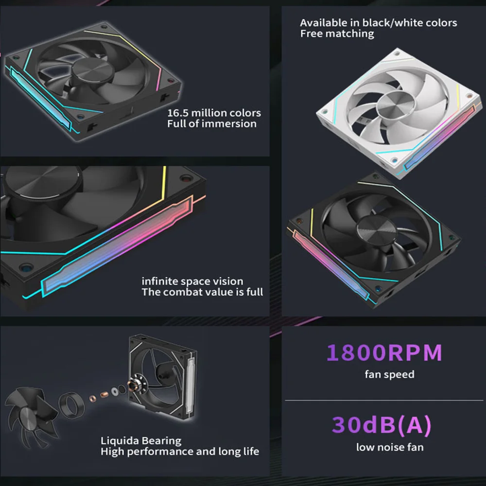 Coolcirc-Kit de ventilador de refrigeración para PC, ARGB, efecto de luz de ciclo de espejo, ventilador de chasis de empalme de cables gratis, refrigeración por agua PWM, ventilador enfriador de CPU de 360mm - imagen 5