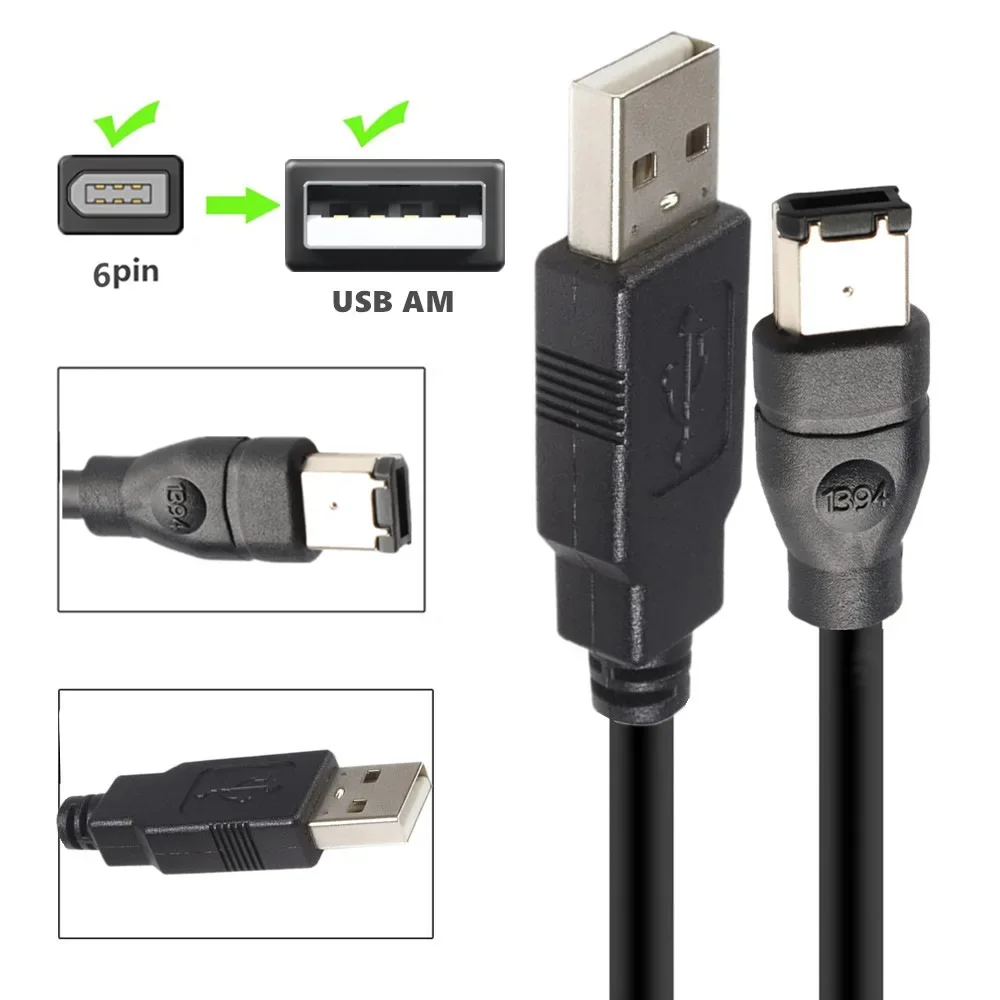 Cable de cobre estándar IEEE400 1394 Firewire USB AM a 6P Cable USB a 1394 Conexión de tarjeta de sonido