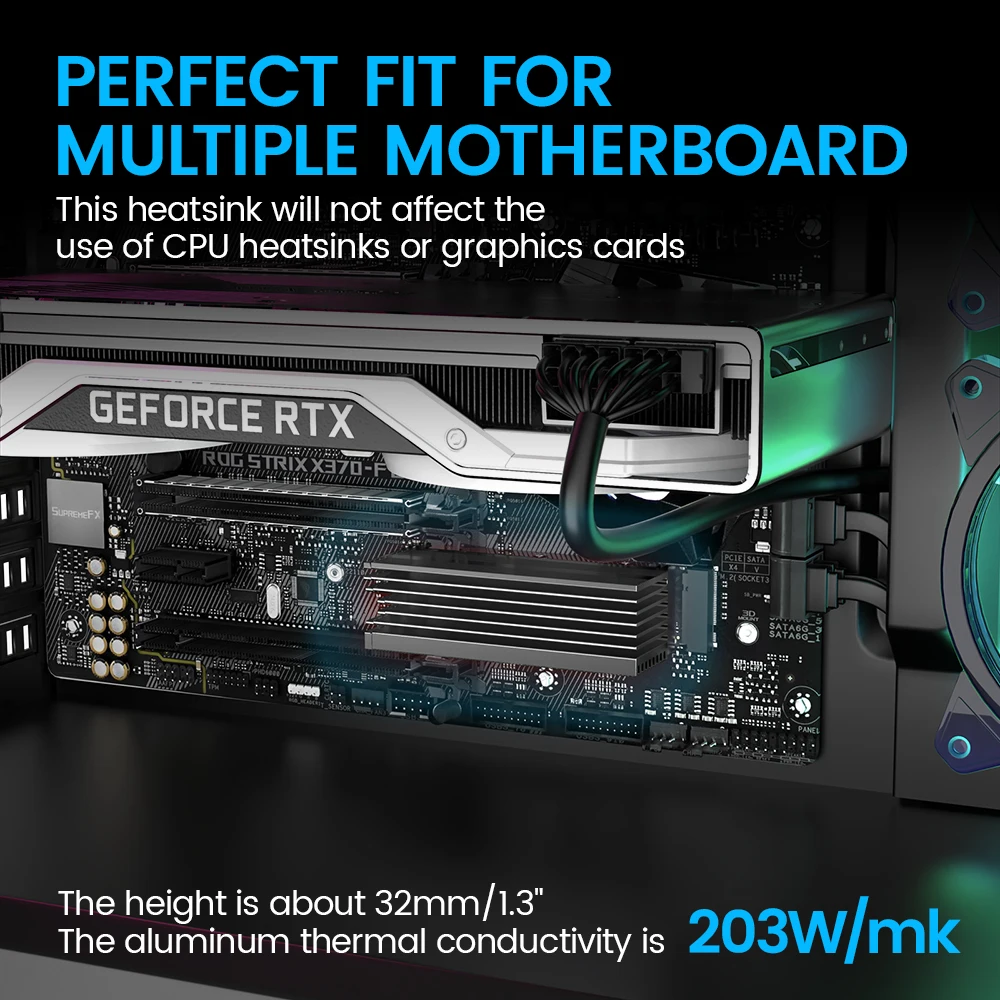 Disipador de calor JEYI M.2 2280 SSD, disipador de calor convectivo de aluminio resistente, disipadores de calor pasivos con aletas, (35 ℃ Diminuirse máximo) - imagen 5