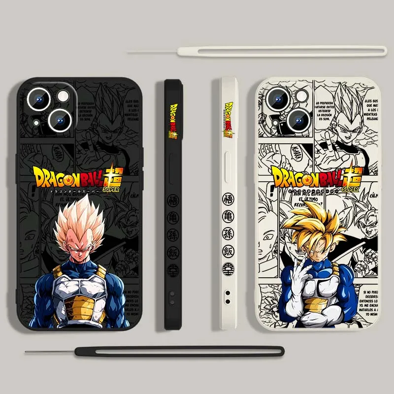 D-Dragon Ball Vegeta Trunks cubierta para Apple iPhone 17 16 15 14 13 12 11 Air Mini Plus Pro Max funda de teléfono con cuerda izquierda líquida - imagen 2