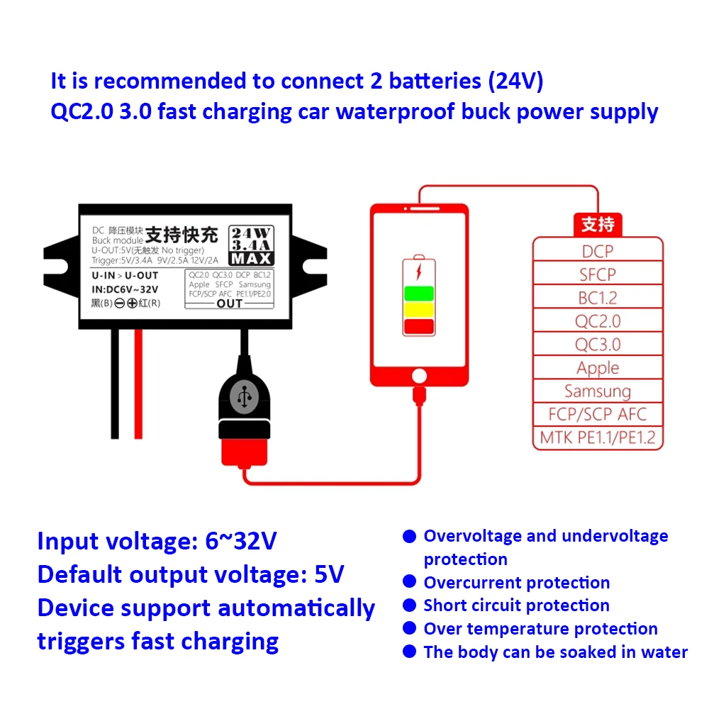 12V a 5V 2A 3A 10W 15W 24W DC-DC convertidor reductor módulo de fuente de alimentación Mini USB Micro USB macho hembra tipo C adaptador - imagen 5