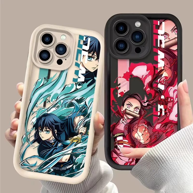 Funda de teléfono de Anime japonés d-demon s-slayer para iPhone 16 15 14 13 12 11 Pro Max 7 8 Plus XR XS Max, funda suave de silicona a prueba de golpes
