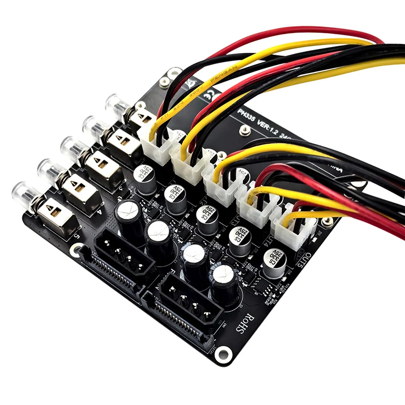 Conmutador de Control de energía 2x SATA + 2x 4 pines a ATX Quad para HDD CD-ROM 4 pines 5/12V adaptador de módulo de placa de ruptura de fuente de alimentación - imagen 3