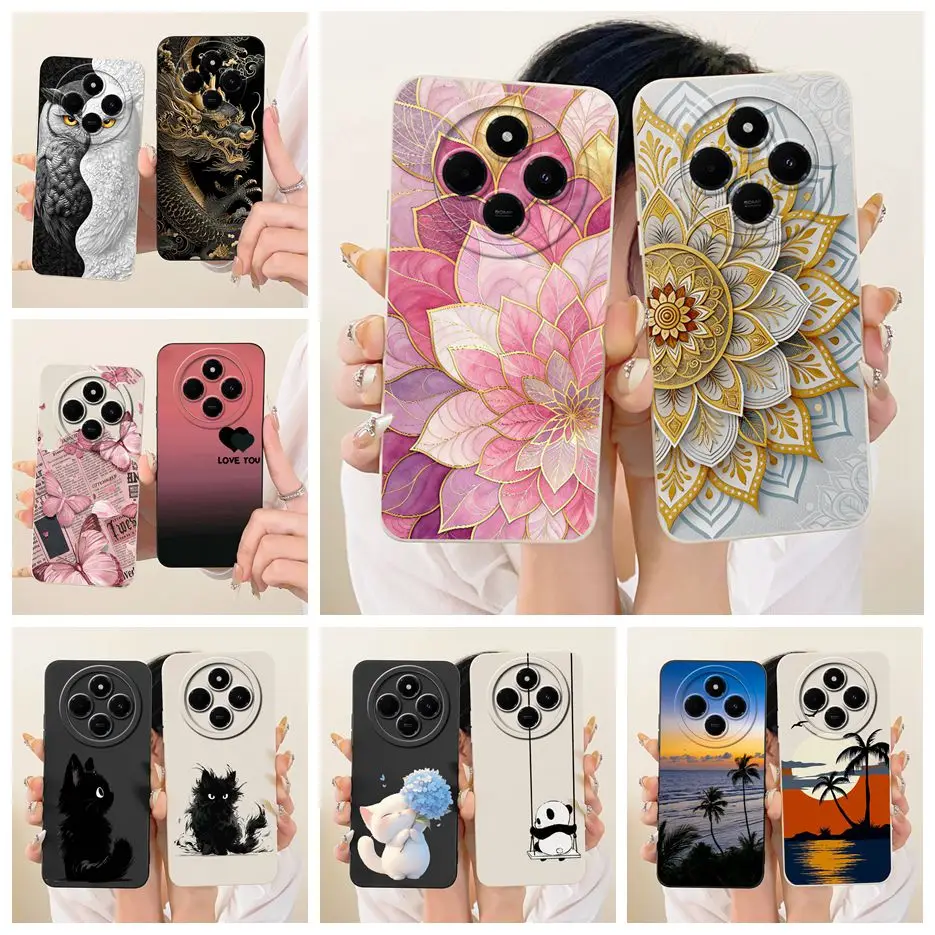 Para Xiaomi Redmi 14C funda de lujo flores nueva cubierta pintada de caramelo funda de teléfono suave de TPU para Xiaomi Poco C75 PocoC75 Redmi14C Fundas