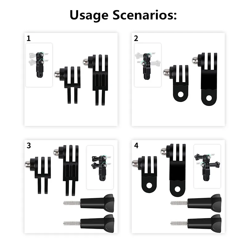 Adaptador de juntas rectas de brazo de ajuste de brazo pivotante, misma dirección para Gopro 13 12 11 10 9 DJI Action 5 Pro Insta360 X4 X3, accesorios - imagen 5