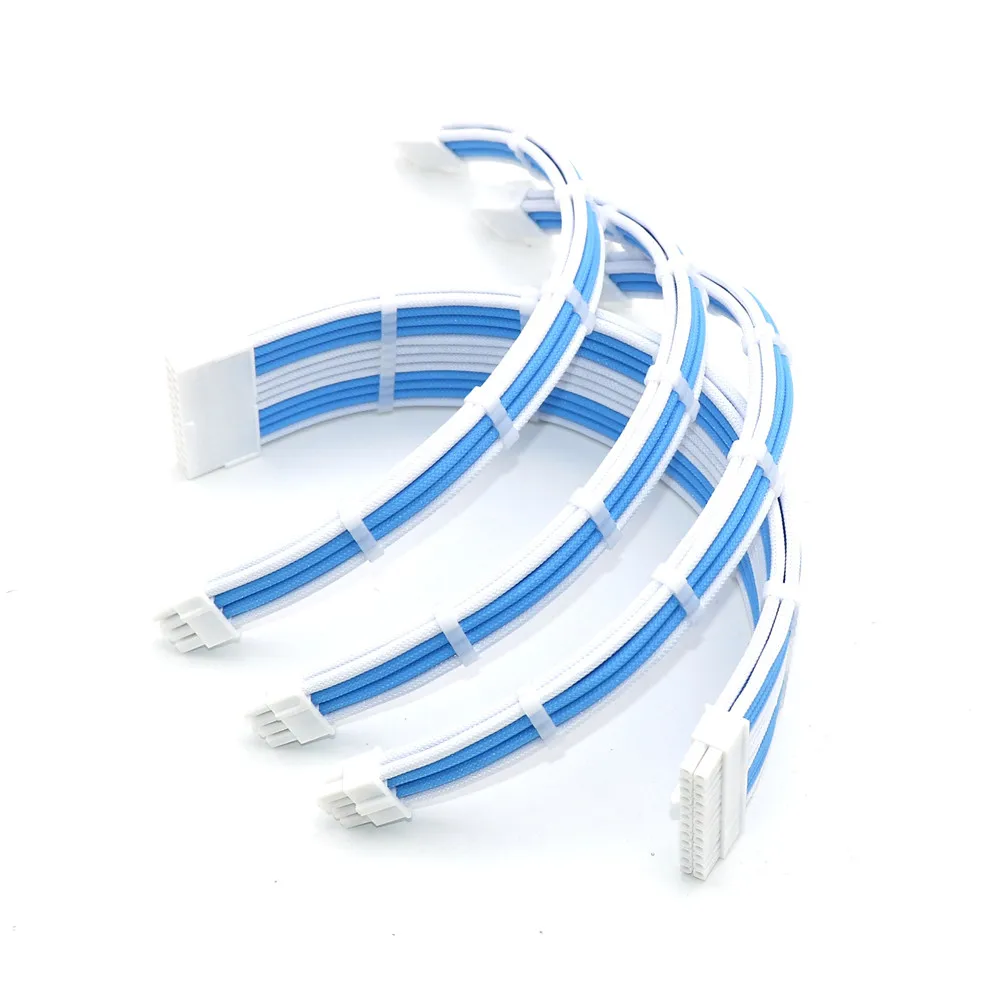 Angitu-Kit de cables de extensión PSU curvada, 1x24Pin, 1xcpu/AT 8Pin(4 + 4P), 2xgpu 8(6 + 2)Pin PCIE 180 grados, curva interior 20cm 30cm - imagen 5