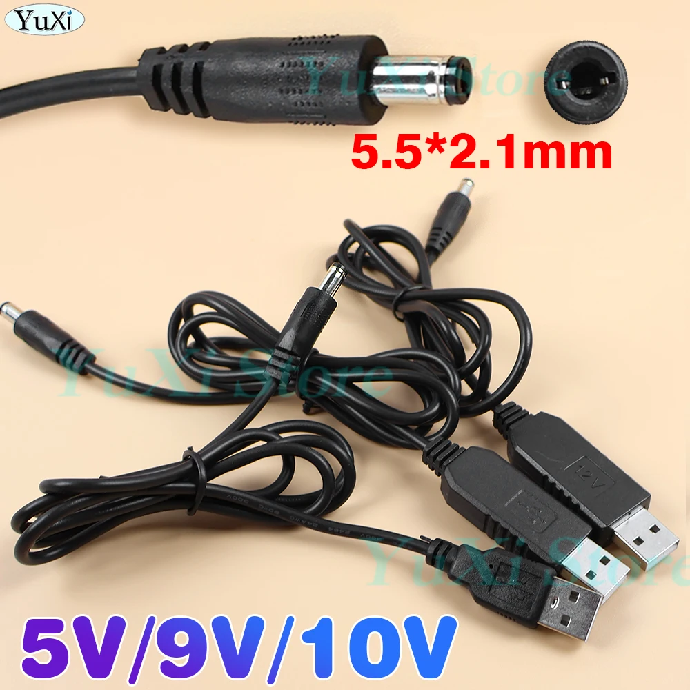 Línea de refuerzo de energía USB DC 5V a 9V 12V módulo elevador Cable adaptador convertidor USB 2,1x5,5mm enchufe CC para enrutador módem cargador de ventilador