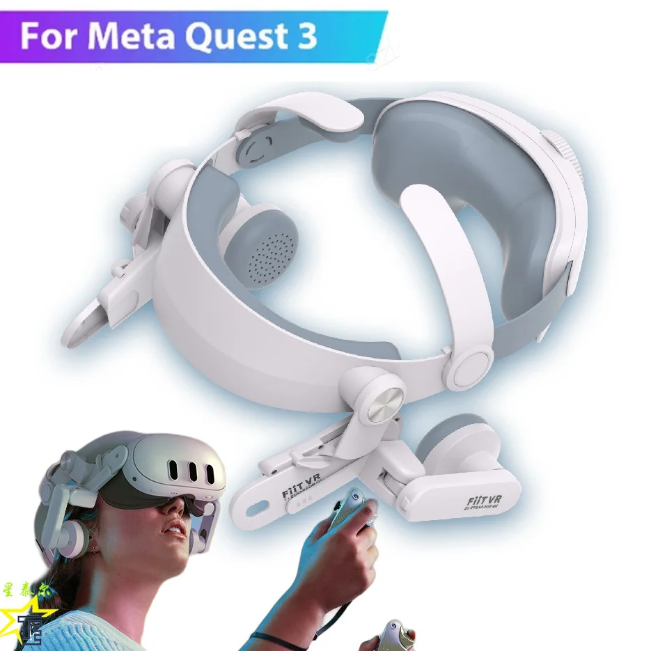 Correa para la cabeza con orejeras cómodas para auriculares Meta Quest 3 VR, soporte mejorado, correa Comfort Elite para accesorios Meta Quest 3