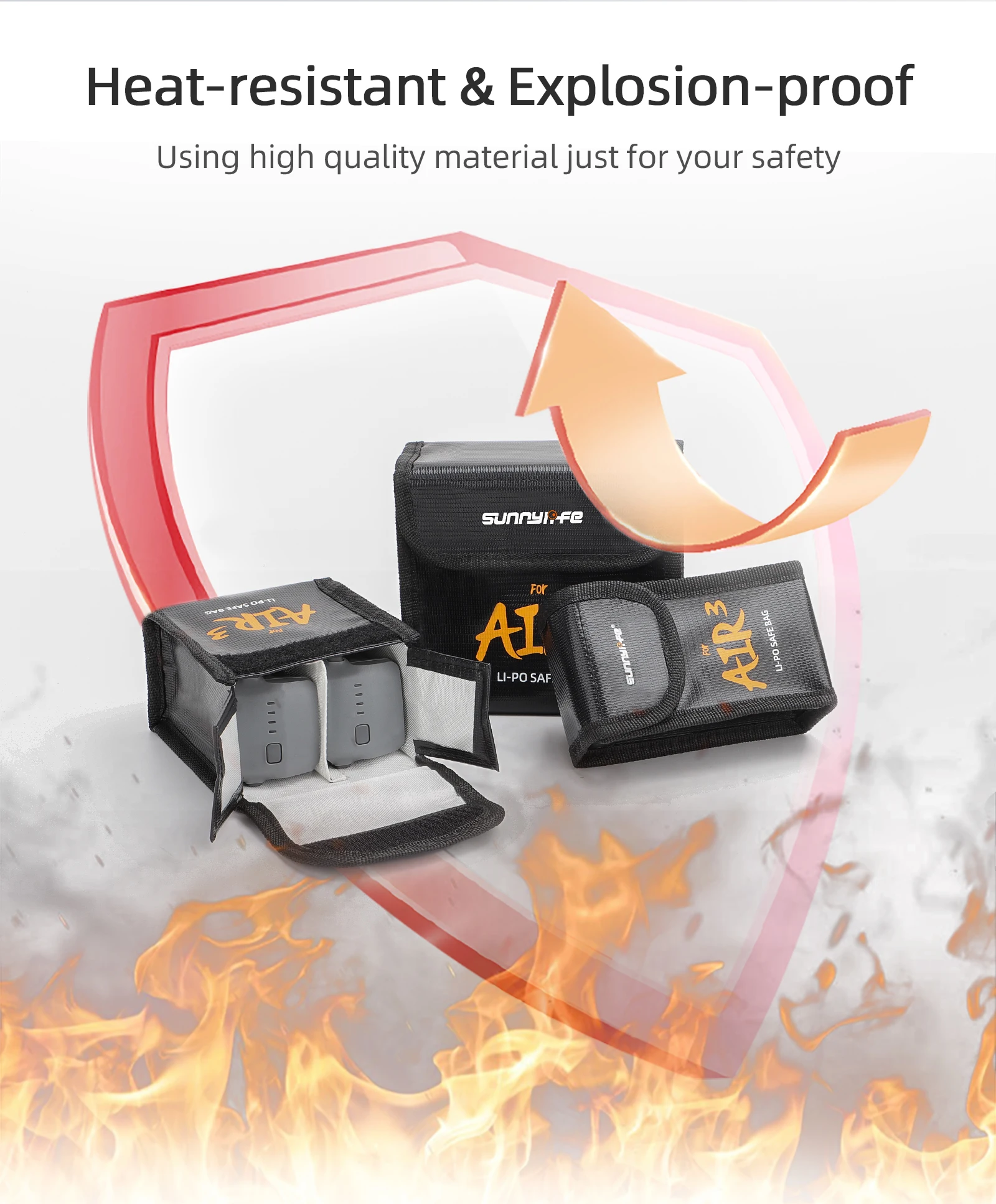 Bolsa segura para batería LiPo para Dron DJI AIR 3S/AIR 3, bolsa protectora a prueba de explosiones, estuche de almacenamiento de batería, accesorios para Dron - imagen 4