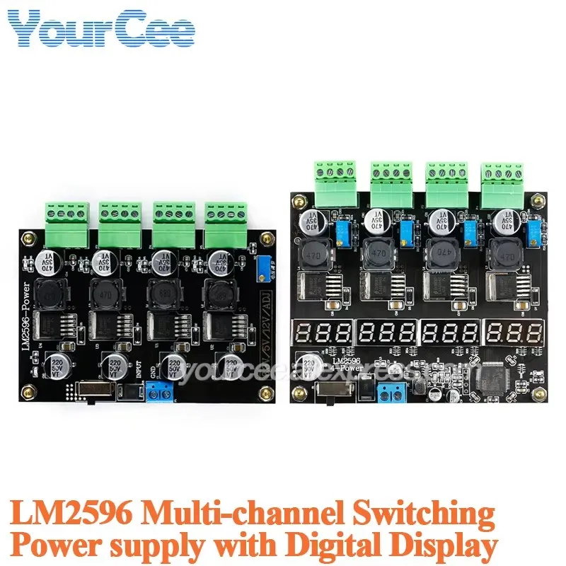Fuente de alimentación conmutada multicanal DC-DC LM2596 con pantalla Digital de 4 canales Placa de alimentación de salida reductor ajustable