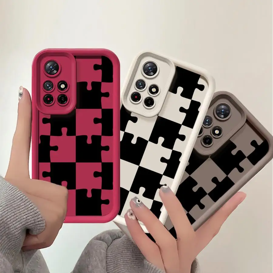 Funda de teléfono suave de TPU para Xiaomi Redmi 13C 9C 10A 12C 9T A3 A5 10C A2 A1 Plus 14C 9A divertido rompecabezas negro - imagen 3