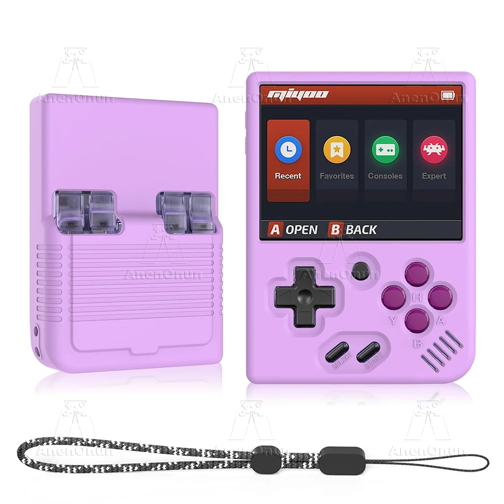 Funda protectora de silicona Miyoo Mini Plus con cordón, anticaída, antiarañazos, ajuste completo, funda suave, accesorios para la piel - Púrpura