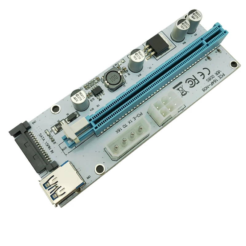 008S 4 pines/6 pines/SATA PCIe 1X a 16X Express Riser tarjeta gráfica PCI-E Riser extensor 60cm Cable USB3.0 para tarjeta de vídeo minería - imagen 5