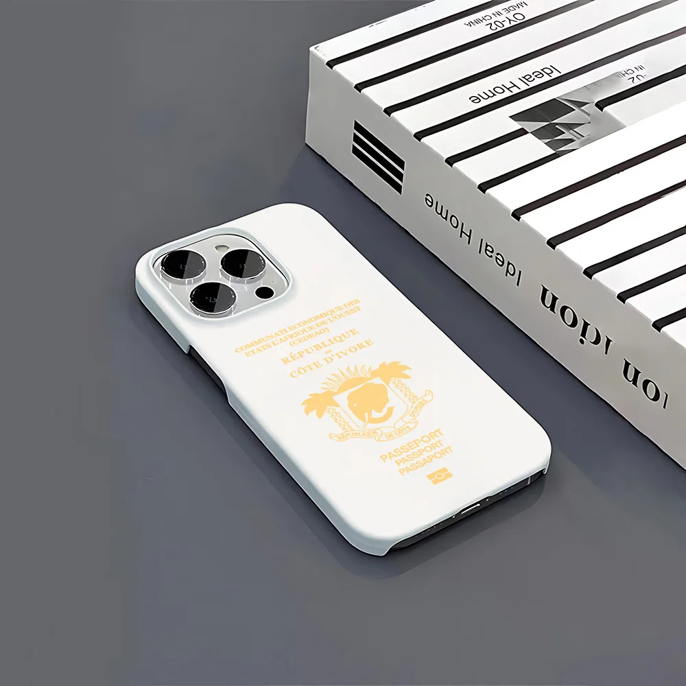 Funda de teléfono con pasaporte de Costa de Marfil para iPhone 17 16 15 14 13 12 11 Pro Max X XS XR XSMax 7 8 Plus, película brillante de aire, cubierta dura para PC - imagen 3