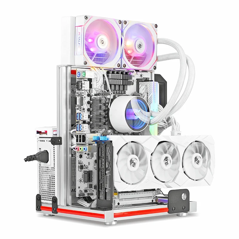 METALFISH BlockCase-funda de marco abierto de aluminio, soporte para placa base M-ATX/ITX, montaje en GPU horizontalmente, Enfriador de líquidos 240, gabinete para juegos - imagen 3