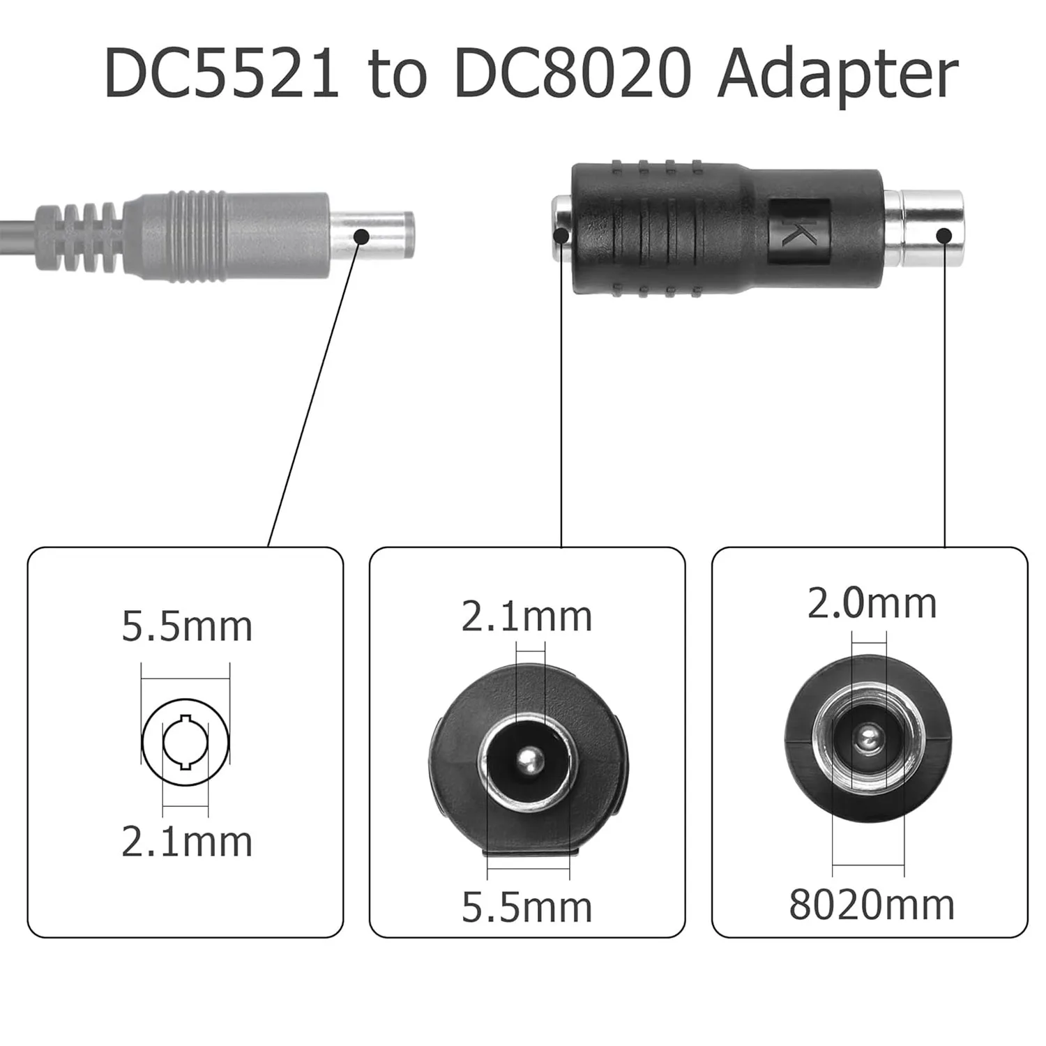 2 uds DC 5,5mm x 2,1mm hembra a DC 8020 adaptador de conector macho para Panel Solar Jackery RV estación de energía portátil generador Solar - imagen 4