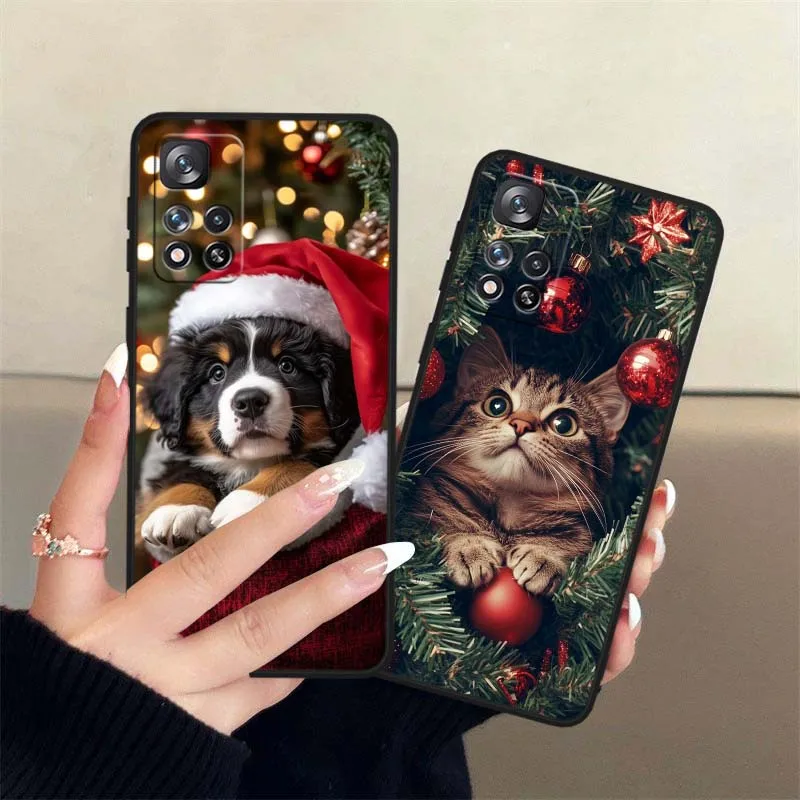 Navidad gatos perros para Xiaomi Redmi Note 14 14S 13 12S 12R 12T Lite Pro Plus Max 5G 4G funda de teléfono negra - imagen 5
