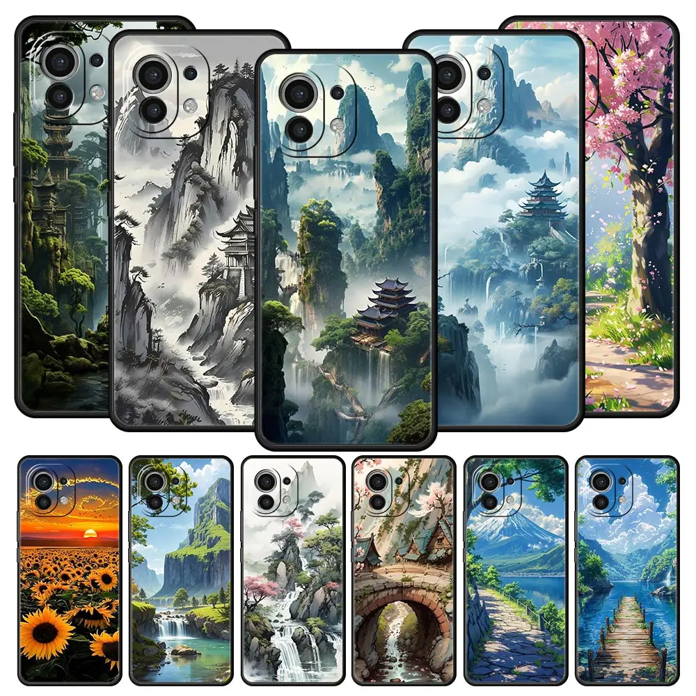 Funda de teléfono para Xiaomi Mi 15 14 13 12 11 Lite 14T 13T 12T 11T Pro Poco X6 X5 M3 X3 Pro F5 F4 cubierta paisaje arte