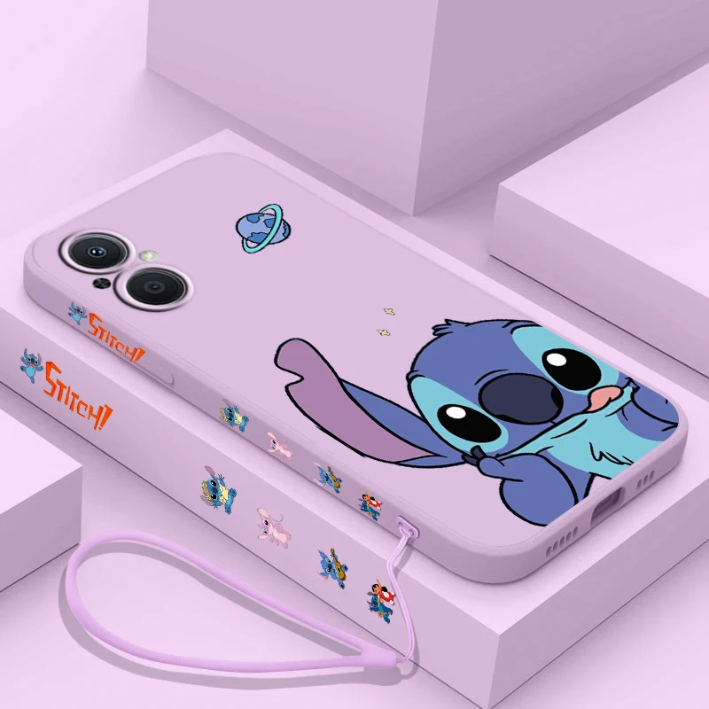 Funda de teléfono Lilo And Stitch para OPPO Find X5 X3 X2 Lite Pro Neo A5 A53 A94 4G 5G Liquid Left Rope Soft Cover - imagen 2