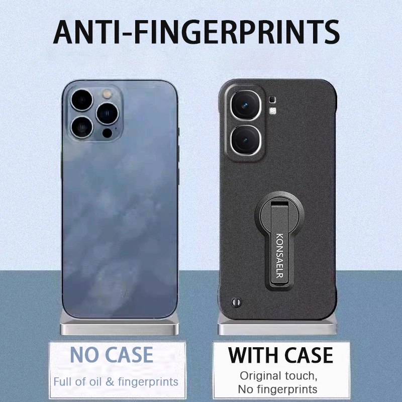 Lujo sin fronteras 360 °   Cubierta de soporte para IQOO NEO 10 9 9S 8 Pro, Funda esmerilada mate a prueba de golpes, Funda de parachoques - imagen 3