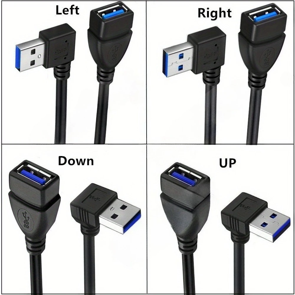 Cable de extensión USB 3,0 de 20cm macho a hembra ángulo de 90 grados sincronización de datos de 5Gbps carga rápida para PC portátil HDD móvil - imagen 2