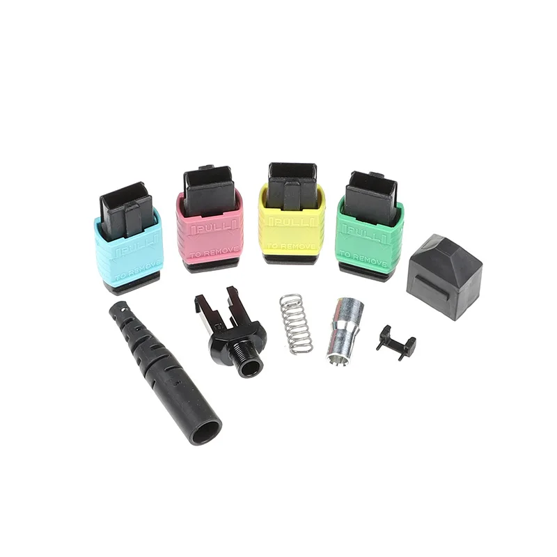 Kit de conector de fibra óptica MPO con virola, pérdida estándar hembra y masculina SM OM3 mm con bota redonda, 12 núcleos, hecho en China, 100 piezas - imagen 3