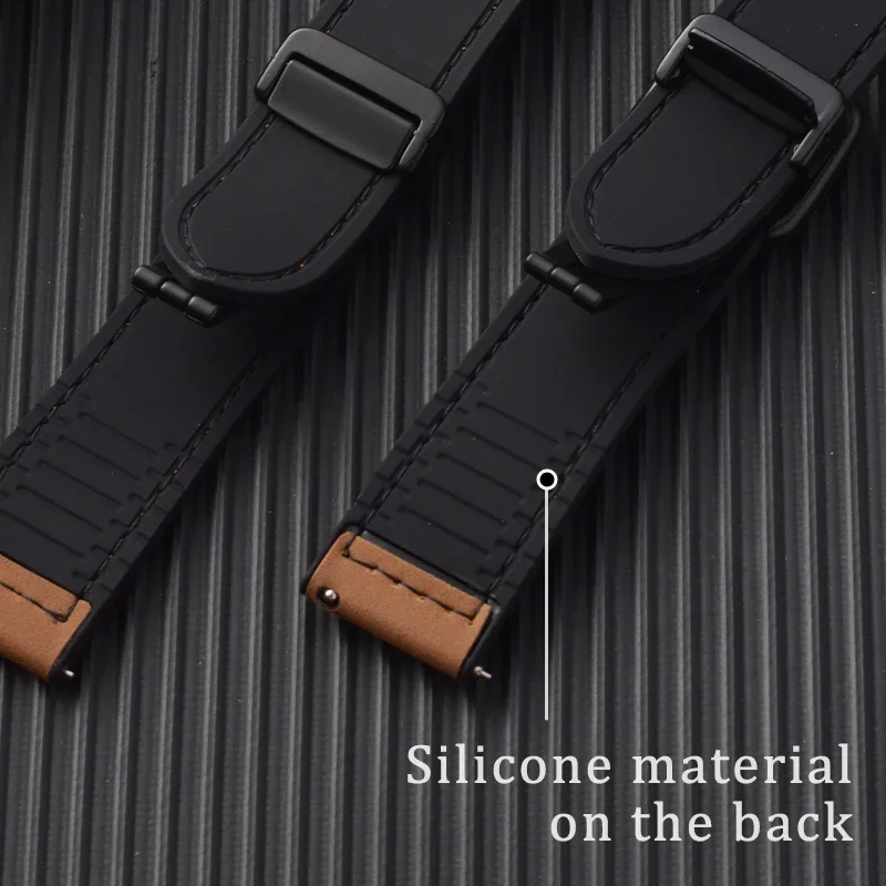 Correa magnética de silicona + cuero de 20mm para Omega X Swatch MoonSwatch pulsera de liberación rápida para pulsera MoonSwatch Correa - imagen 3