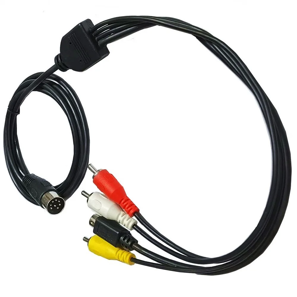 1 en 4 DIN 8 Pin Macho a S-Video Mini DIN 4P 3RCA Cable Adaptador de Audio Macho para Lotus Old Audio Video Equipo 1.5m 5FT - imagen 2