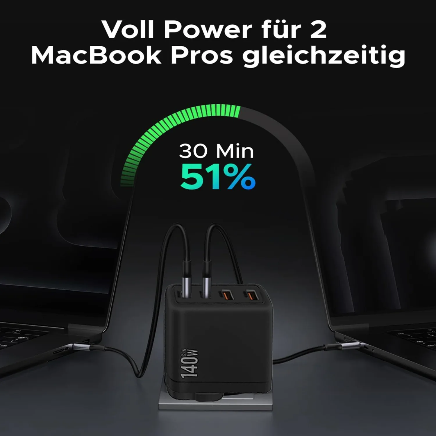 Estación de carga rápida de 140W para teléfonos móviles Enchufe estándar UE/EE. UU. Cargador de pared USB C Fuente de alimentación 2C2A, para iPhone, iPad, etc. - imagen 3